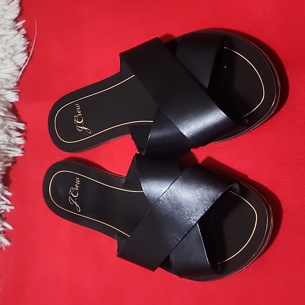 J. Crew Cyrus Black Cross-Strap Sandals